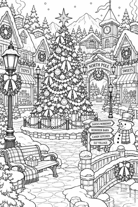 Cozy North Pole Coloring Pages