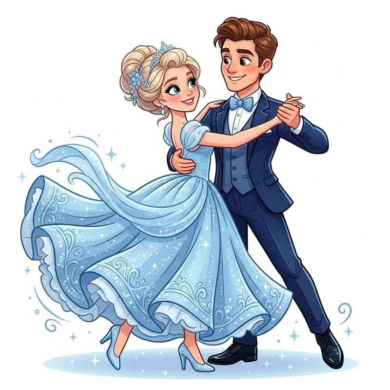 Whimsical Dancing Couple Clipart