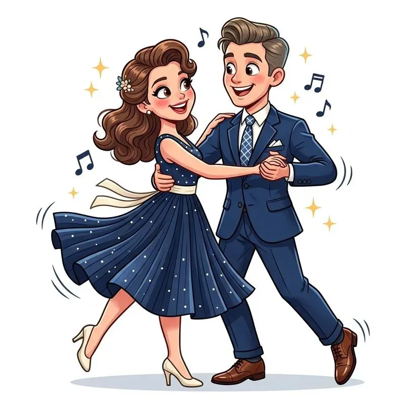 Whimsical Dancing Couple Clipart