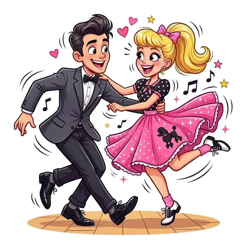 Whimsical Dancing Couple Clipart