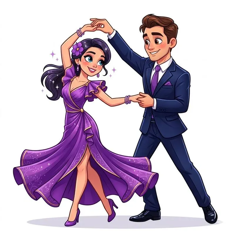 Whimsical Dancing Couple Clipart
