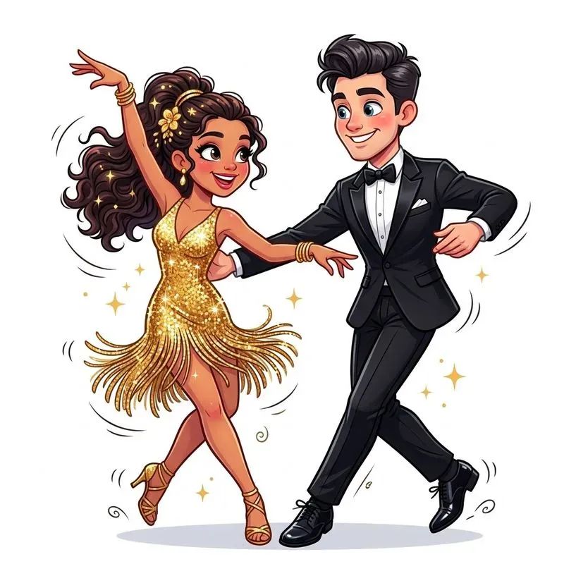 Whimsical Dancing Couple Clipart