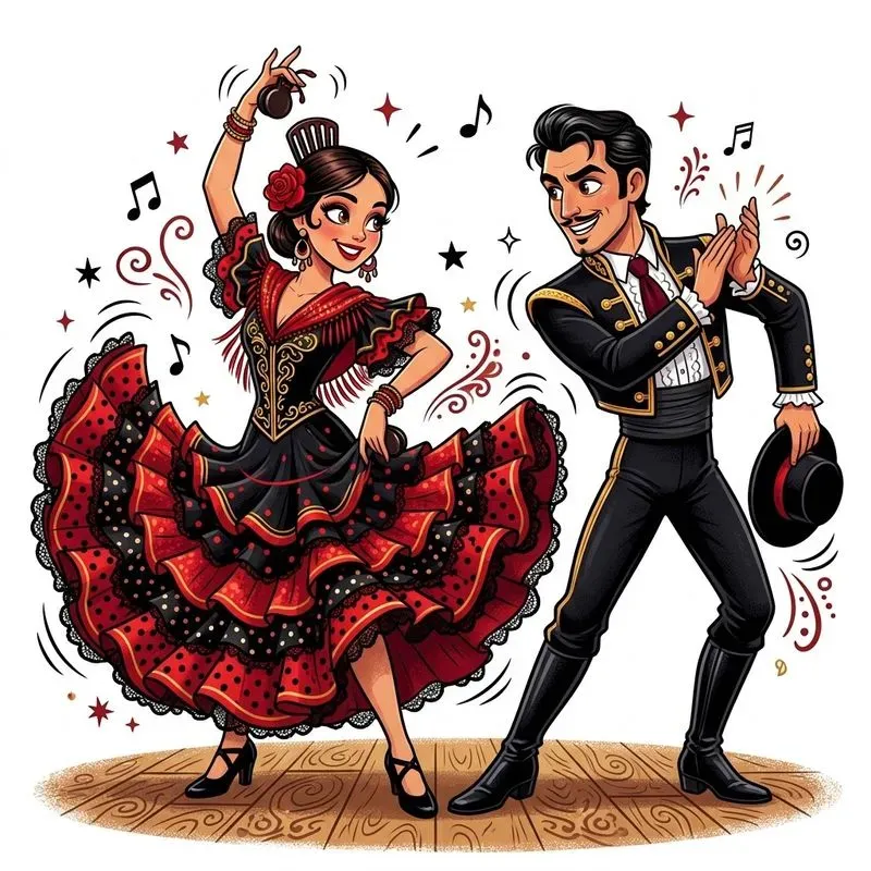 Whimsical Dancing Couple Clipart