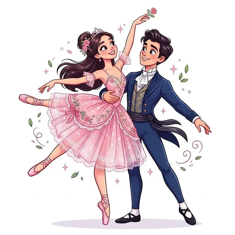 Whimsical Dancing Couple Clipart