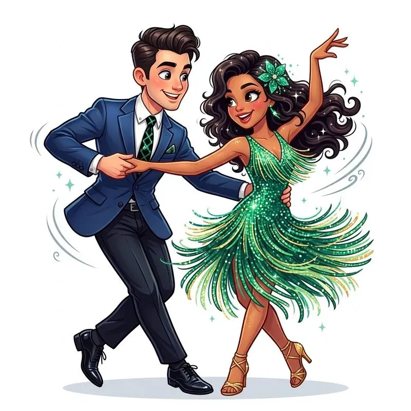 Whimsical Dancing Couple Clipart