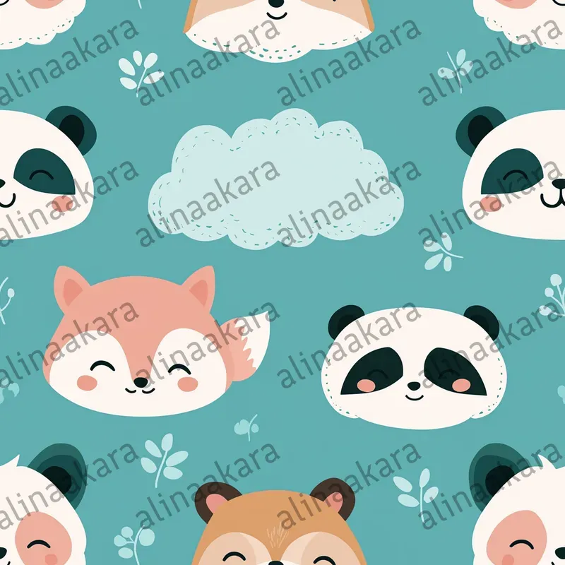 Soft Cloudy Animals Seamless Patterns