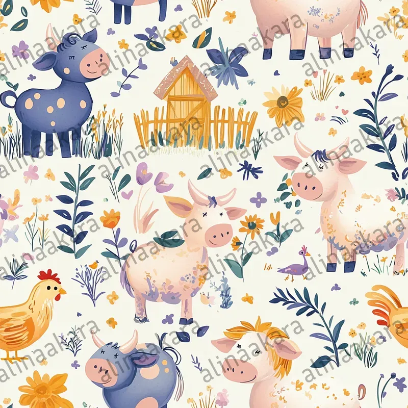 Cute Animals Patterns Pastel Book Style