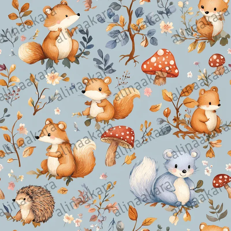 Cute Animals Patterns Pastel Book Style