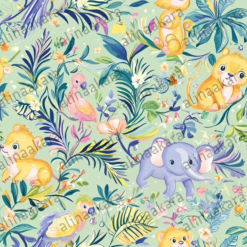 Cute Animals Patterns Pastel Book Style