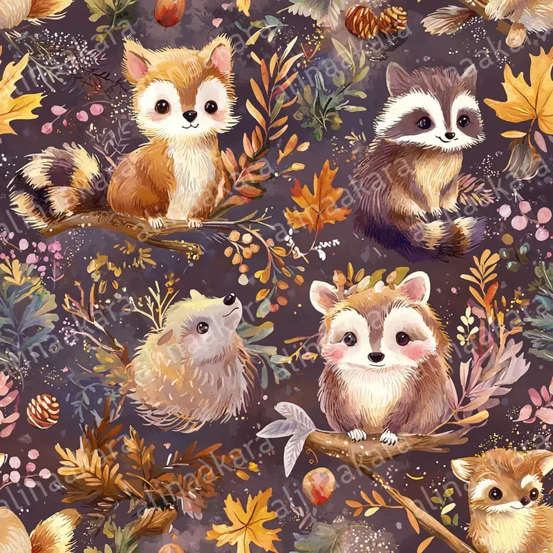 Cute Animals Patterns Pastel Book Style
