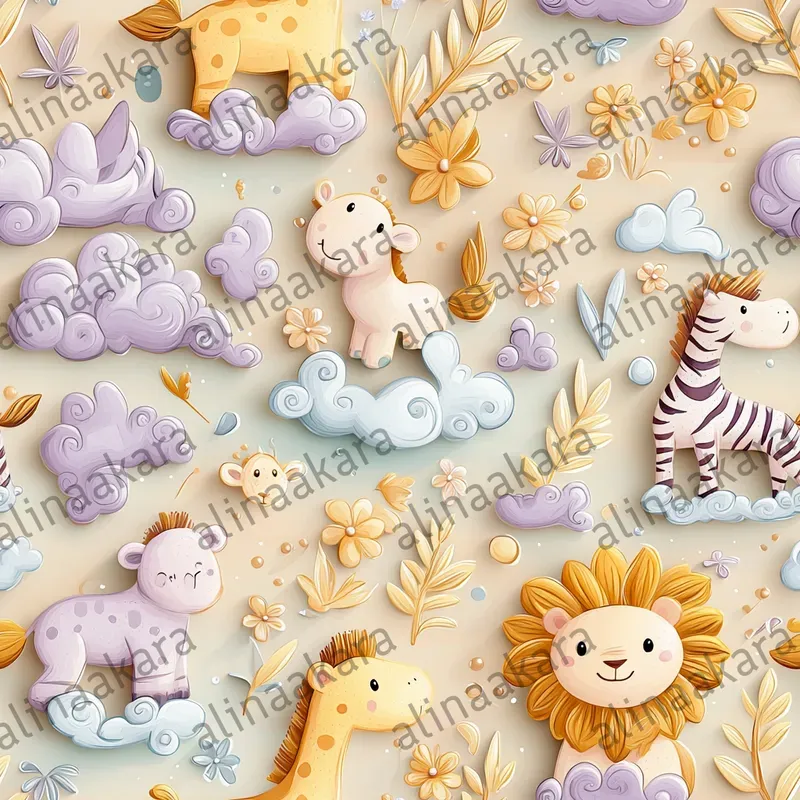 Cute Animals Patterns Pastel Book Style