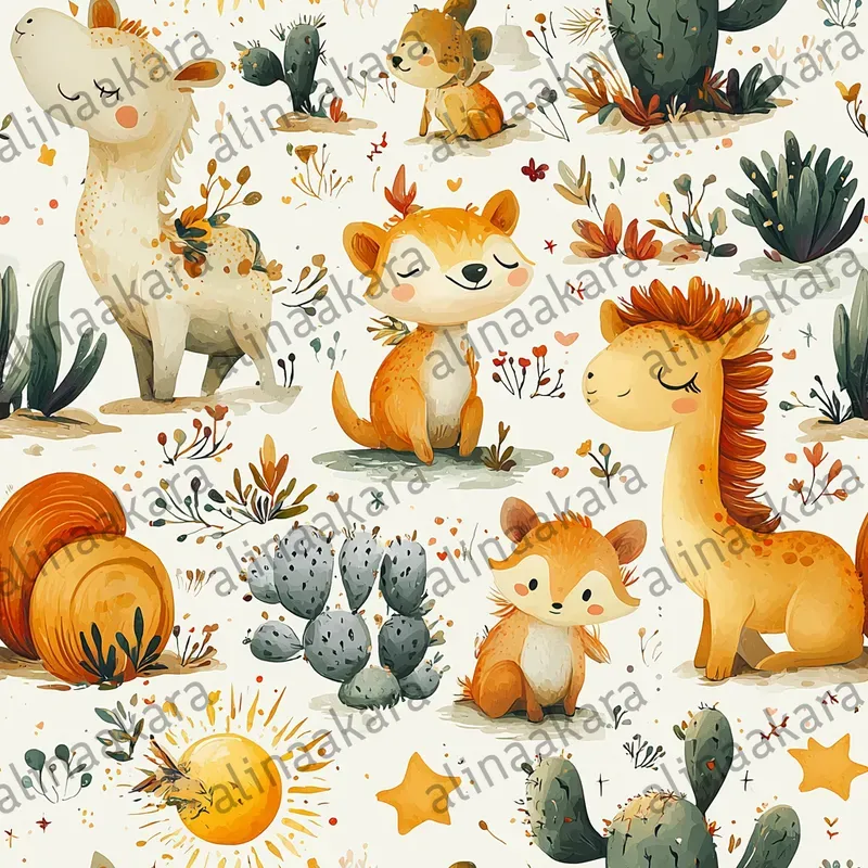 Cute Animals Patterns Pastel Book Style