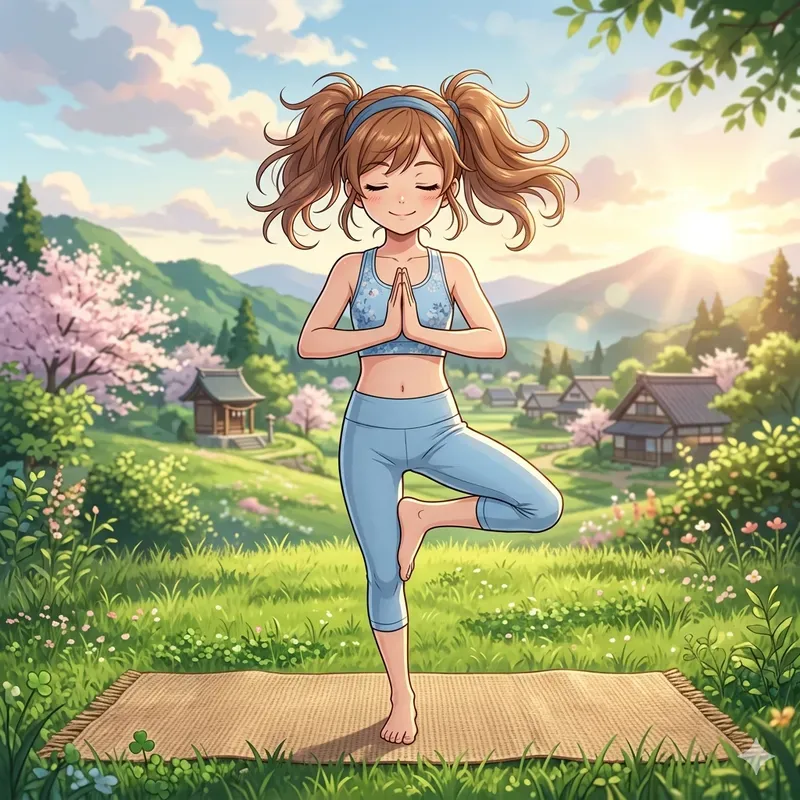 Anime Style Yoga Pose Illustrations