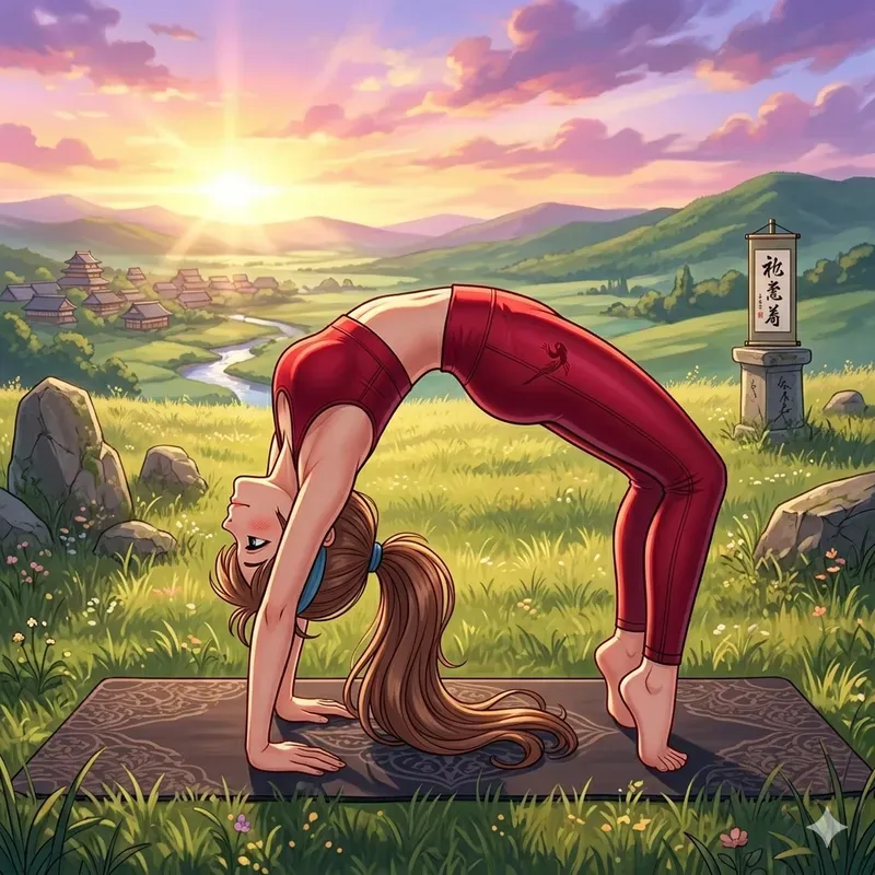 Anime Style Yoga Pose Illustrations