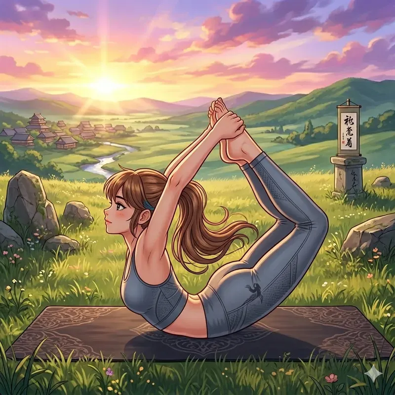 Anime Style Yoga Pose Illustrations