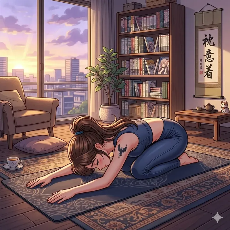 Anime Style Yoga Pose Illustrations