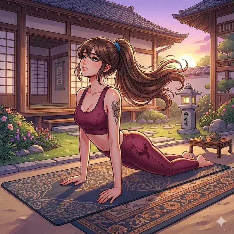 Anime Style Yoga Pose Illustrations