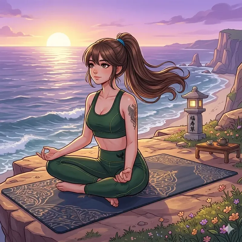 Anime Style Yoga Pose Illustrations