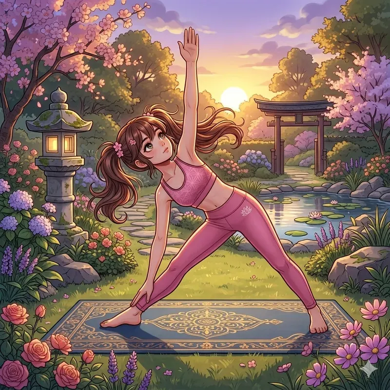 Anime Style Yoga Pose Illustrations