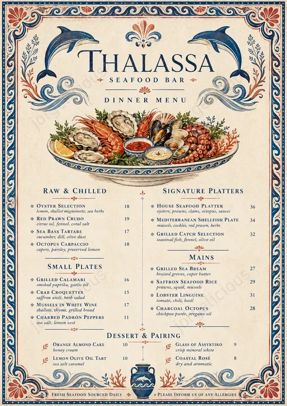 Minoan Fresco Food Menus