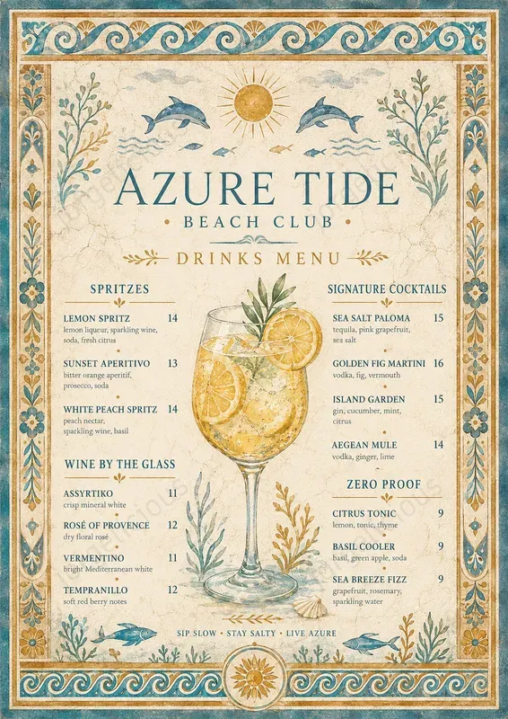 Minoan Fresco Food Menus