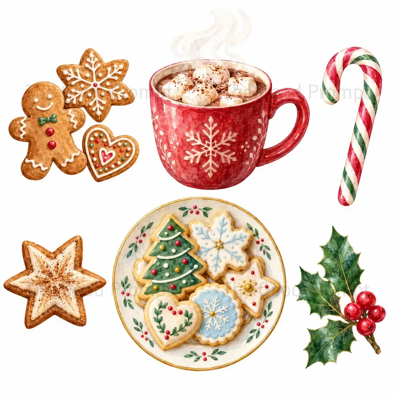 Cozy Christmas Watercolor Clipart