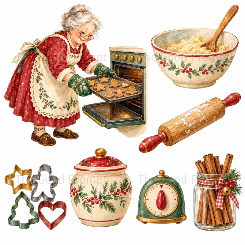 Cozy Christmas Watercolor Clipart