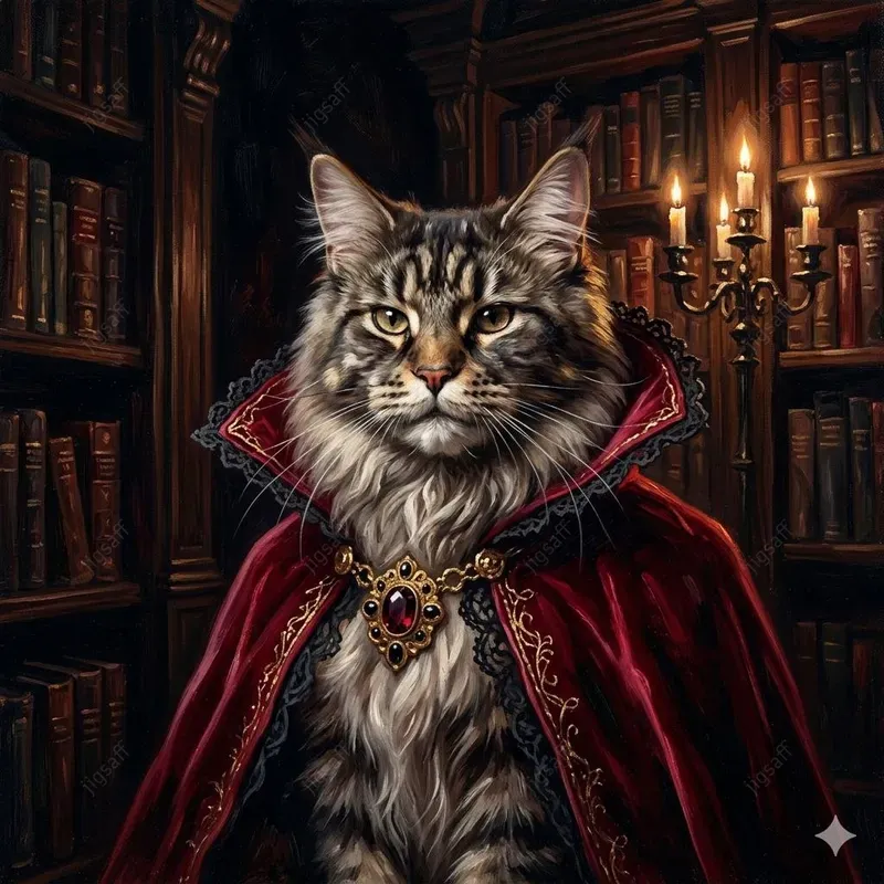 Gothic Vampire Cat Oil Portraits