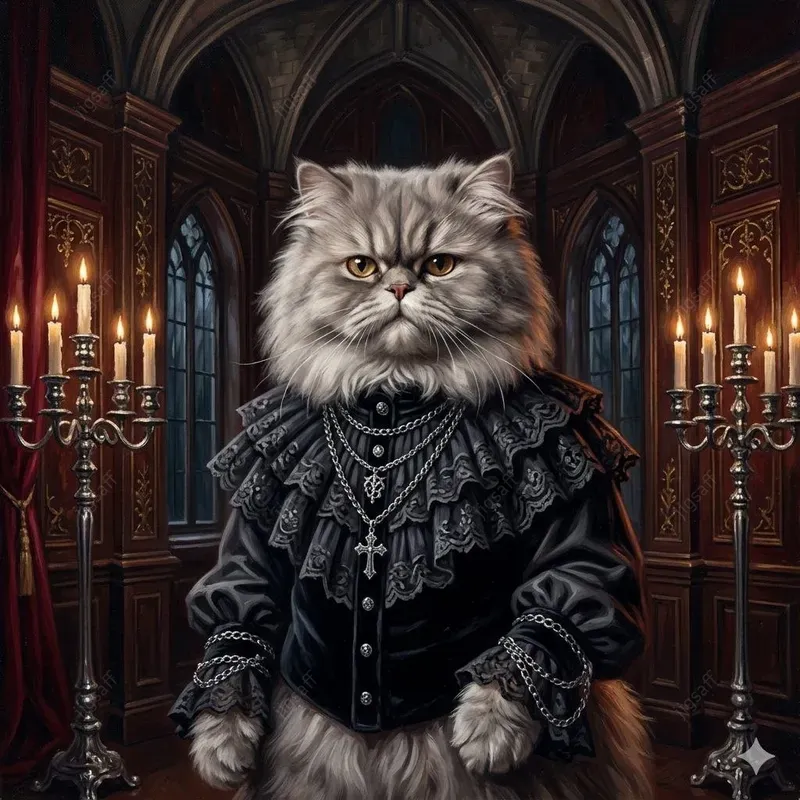 Gothic Vampire Cat Oil Portraits