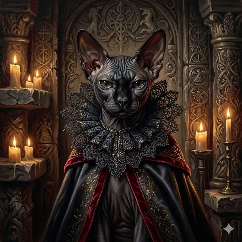 Gothic Vampire Cat Oil Portraits