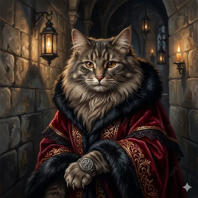 Gothic Vampire Cat Oil Portraits