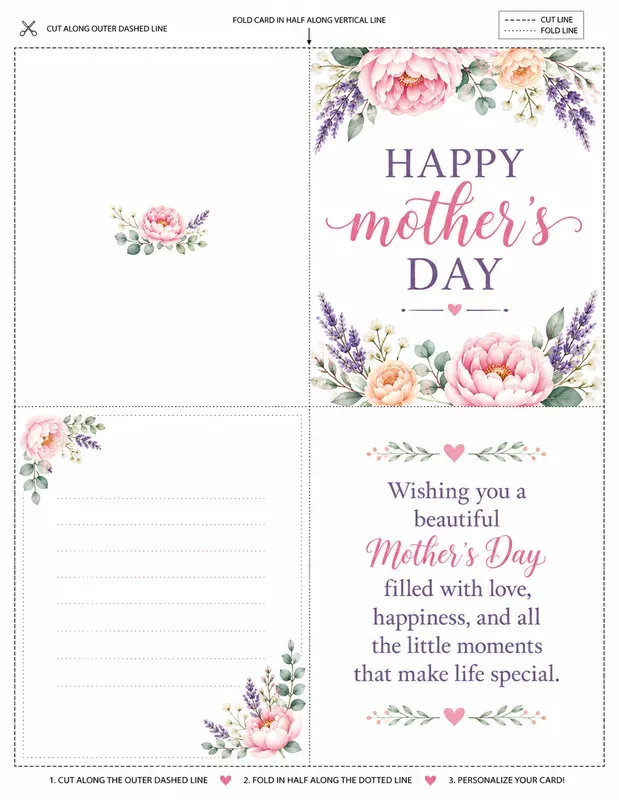 Editable Mothers Day Foldable Cards