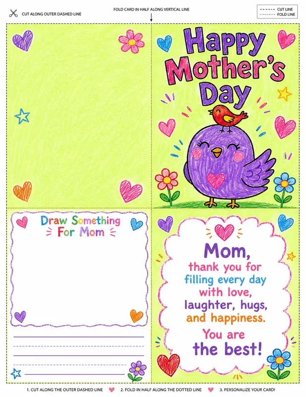 Editable Mothers Day Foldable Cards
