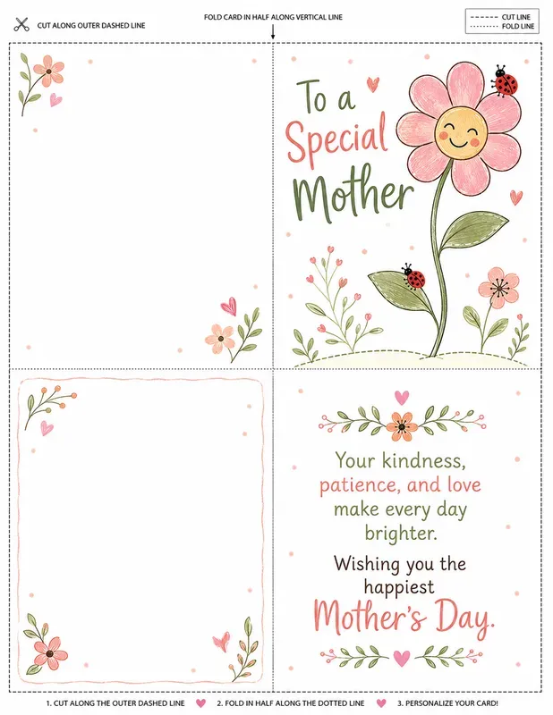 Editable Mothers Day Foldable Cards