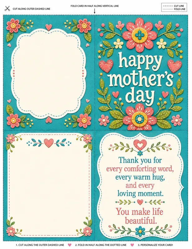 Editable Mothers Day Foldable Cards