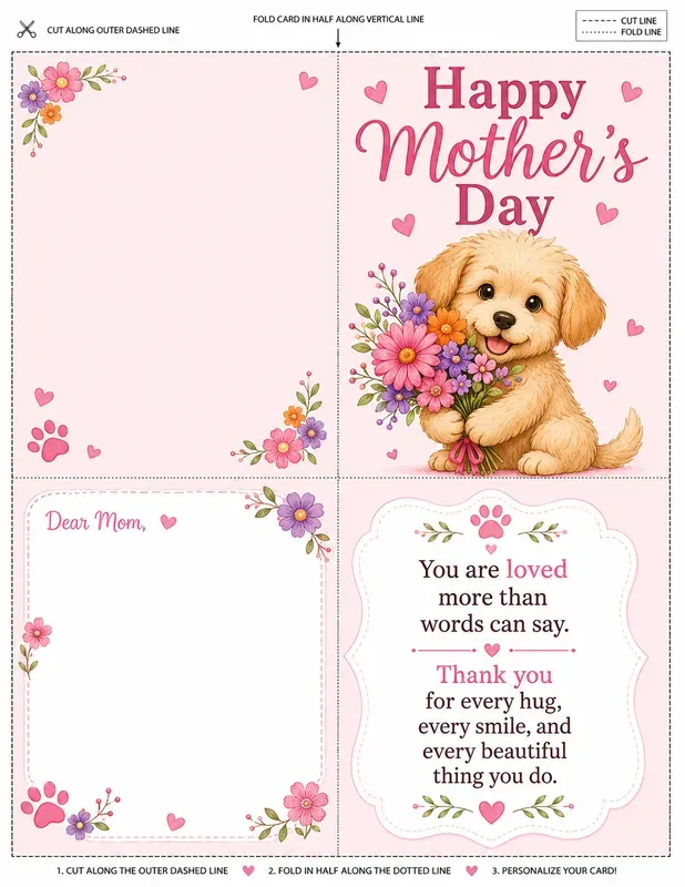 Editable Mothers Day Foldable Cards