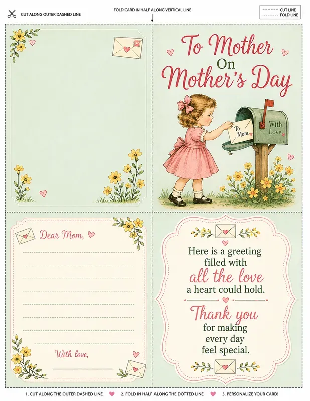 Editable Mothers Day Foldable Cards