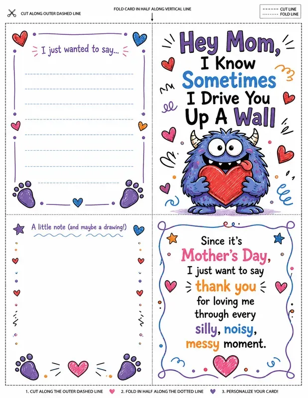 Editable Mothers Day Foldable Cards