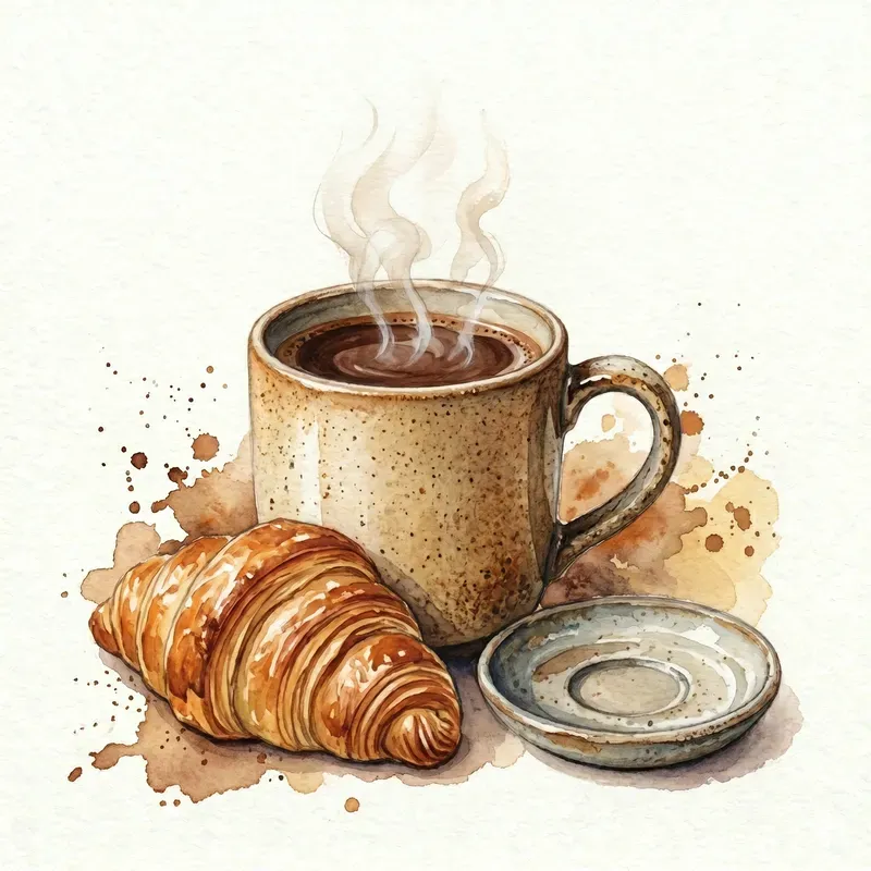 Vintage Watercolor Coffee Tea Elements