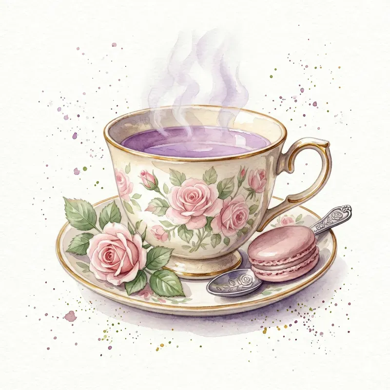 Vintage Watercolor Coffee Tea Elements