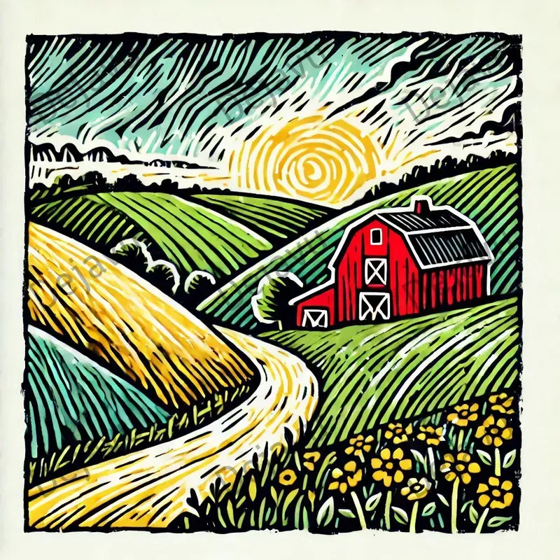 Linocut Landscape Illustrations
