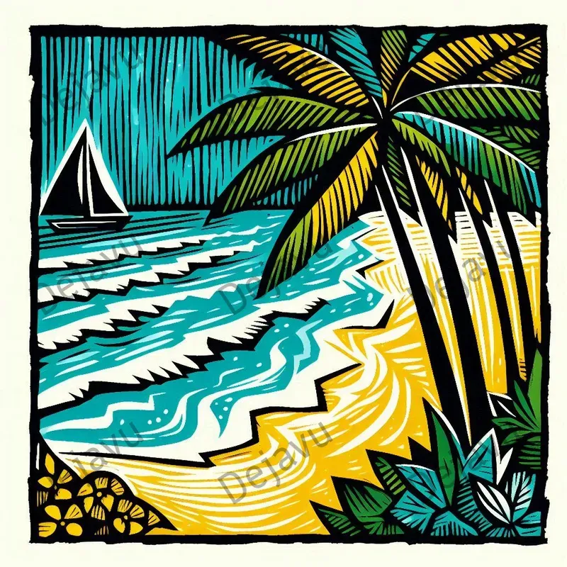 Linocut Landscape Illustrations