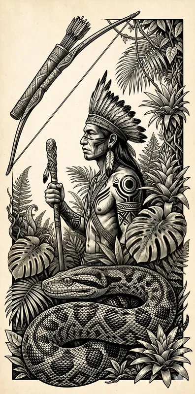 Vintage Engraved Tribal Duo Art