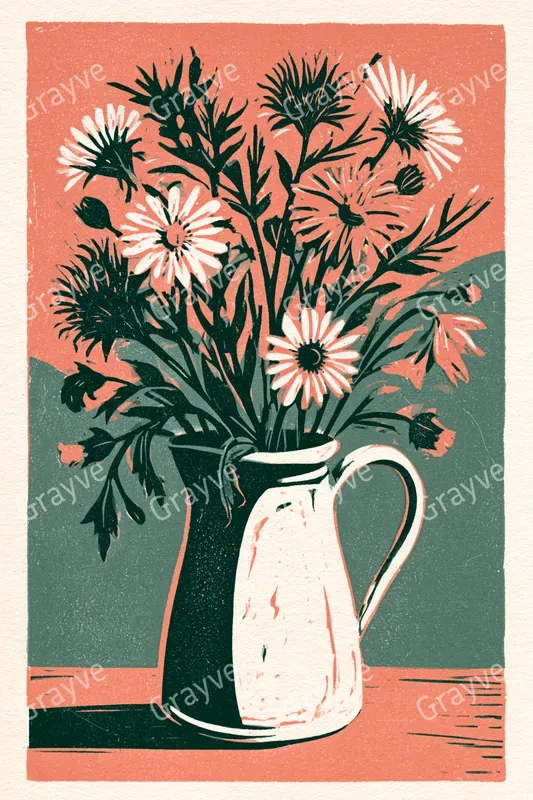 Linocut Relief Print Illustrations