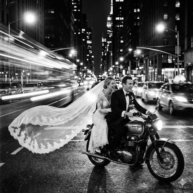 Black And White Wedding Motorcycle Photos