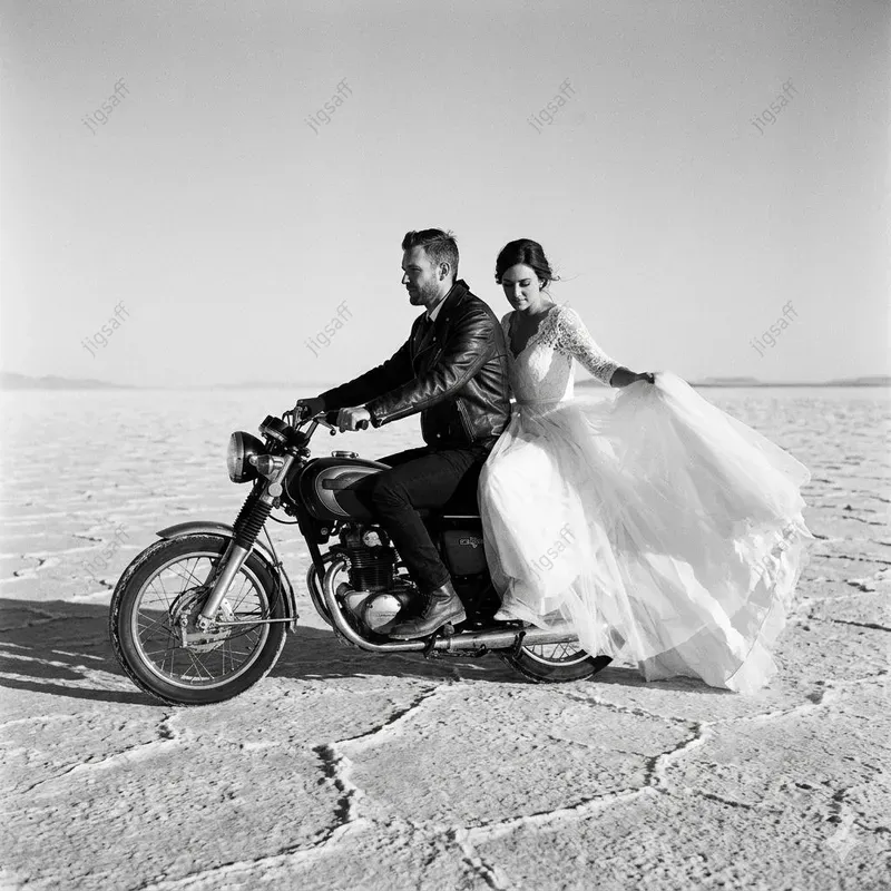 Black And White Wedding Motorcycle Photos