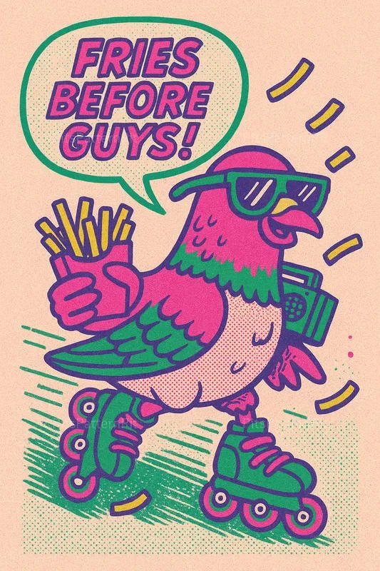 80er Retro Comic Style Illustration Art