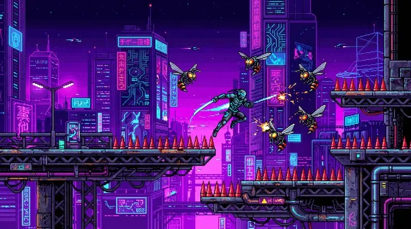 Retro 2D Pixel Platformer Levels