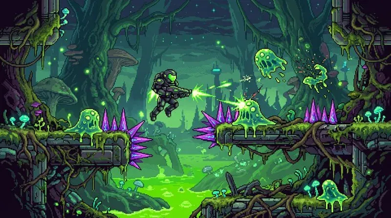 Retro 2D Pixel Platformer Levels