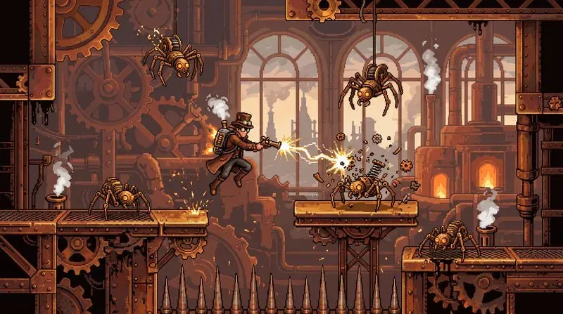 Retro 2D Pixel Platformer Levels